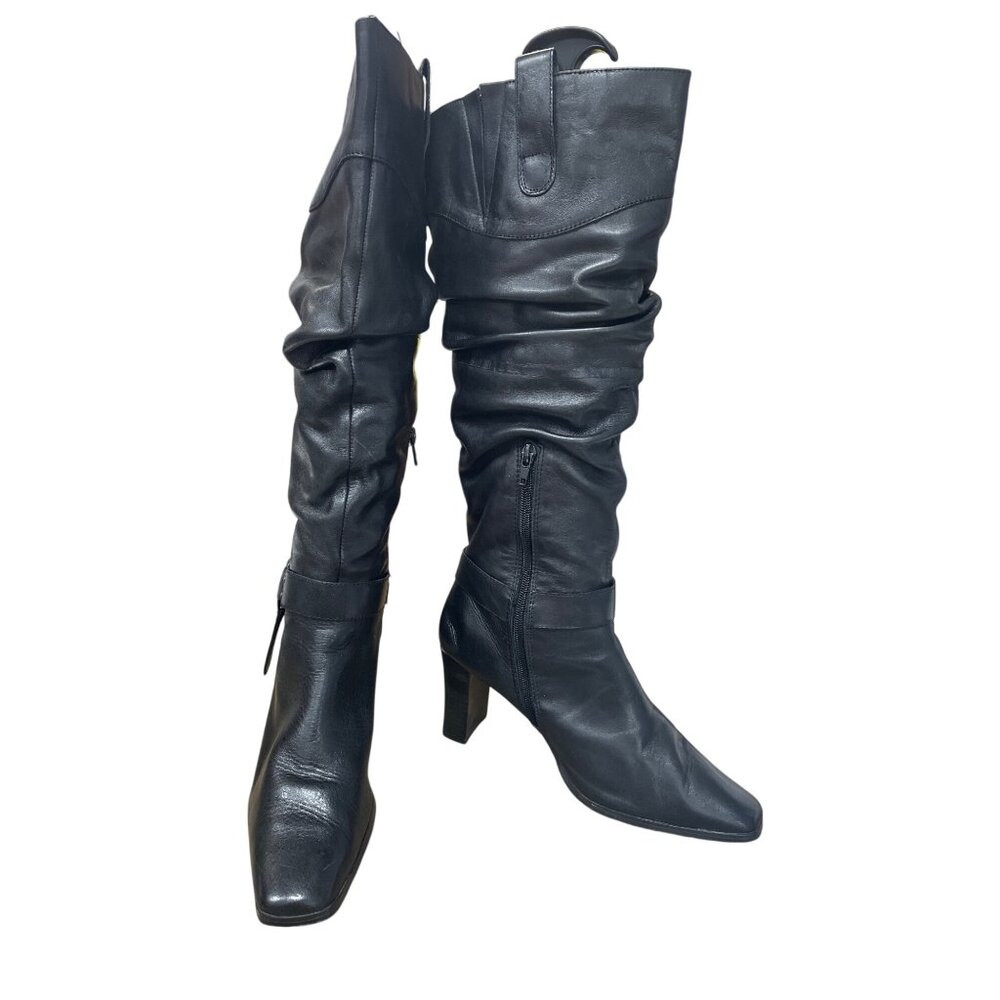 Bruno Valenti Womans Black Leather 3' Riding Equestrian Boots Sz 8.5M SKU 9567